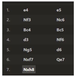 Game written using chess notations
