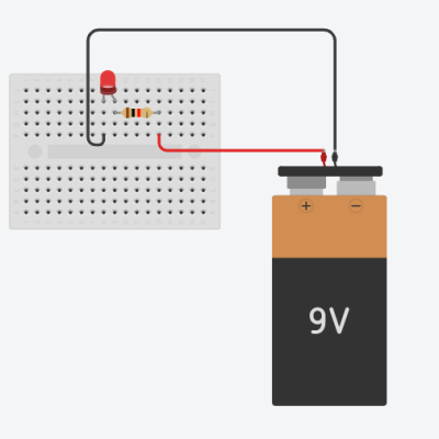 led with battery circuit connection