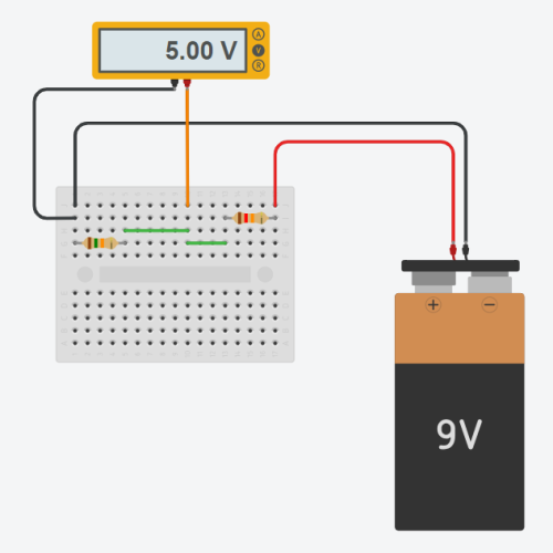 voltage divider circuit in tinkercad image